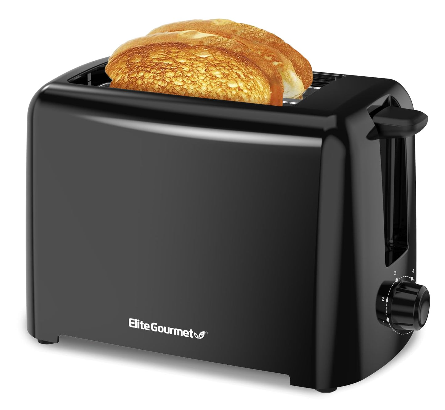 Elite Gourmet ECT1027B Cool Touch Toaster with 6 Temperature Settings & Extra Wide 1.25" Slots for Bagels, Waffles, Specialty Breads, Puff Pastry, Snacks, ETL Certified, 2 Slices, Black