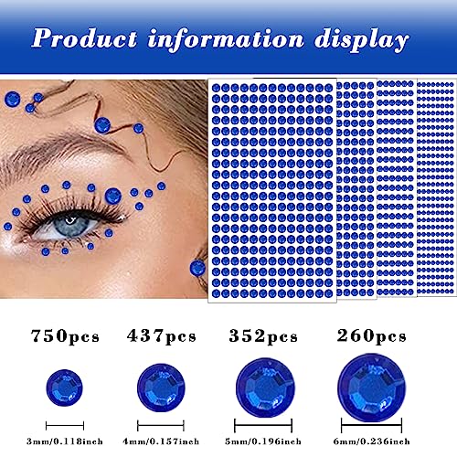 1799 Pcs Self-Adhesive Rhinestone Stickers 3-6mm