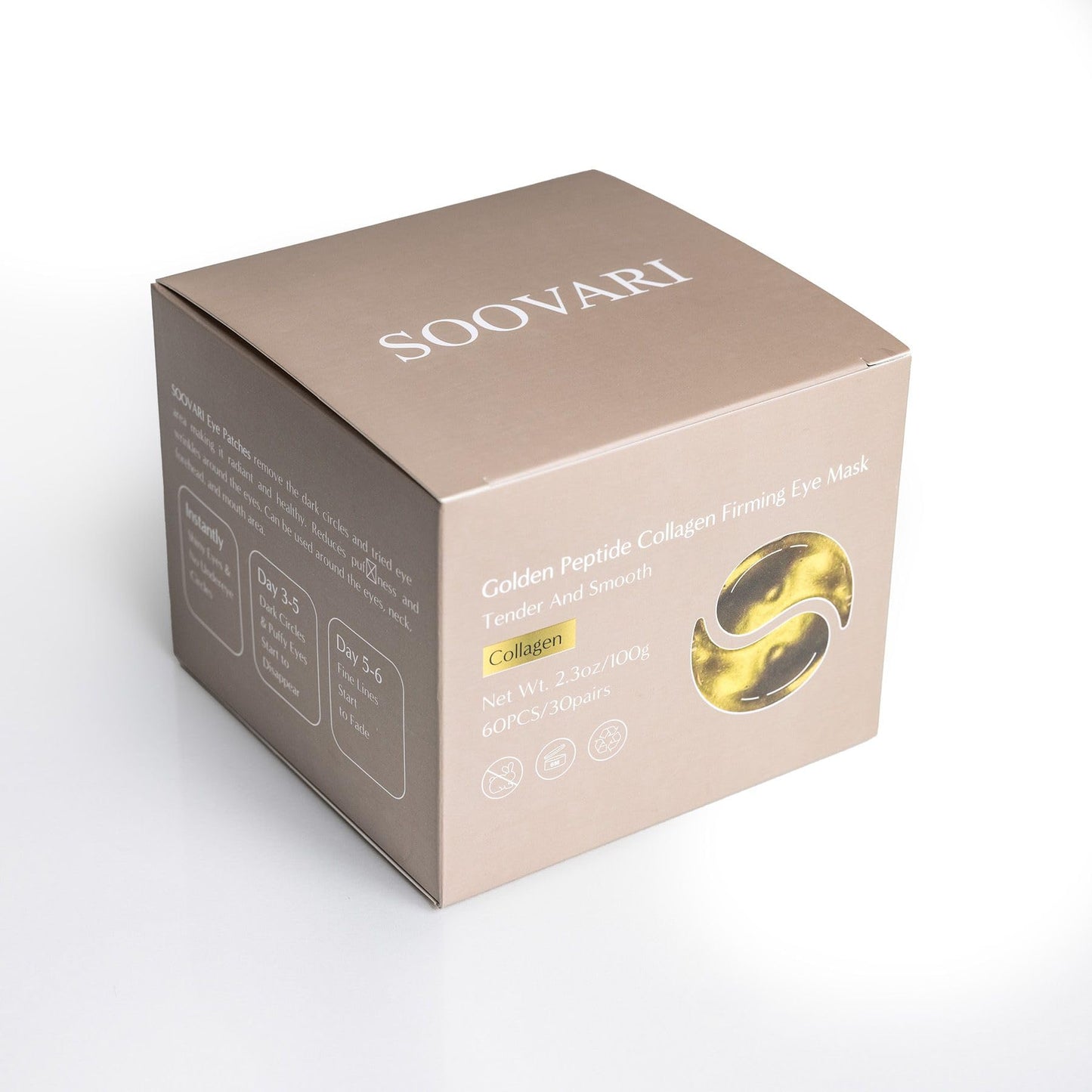 SOOVARI Moisturizing Eye Patches, 60 pcs, 24K Gold Infused, Reduce Dark Circles, Puffy Eyes, Wrinkles, Under Eye Bags. Under Eye Mask, Made in Korea