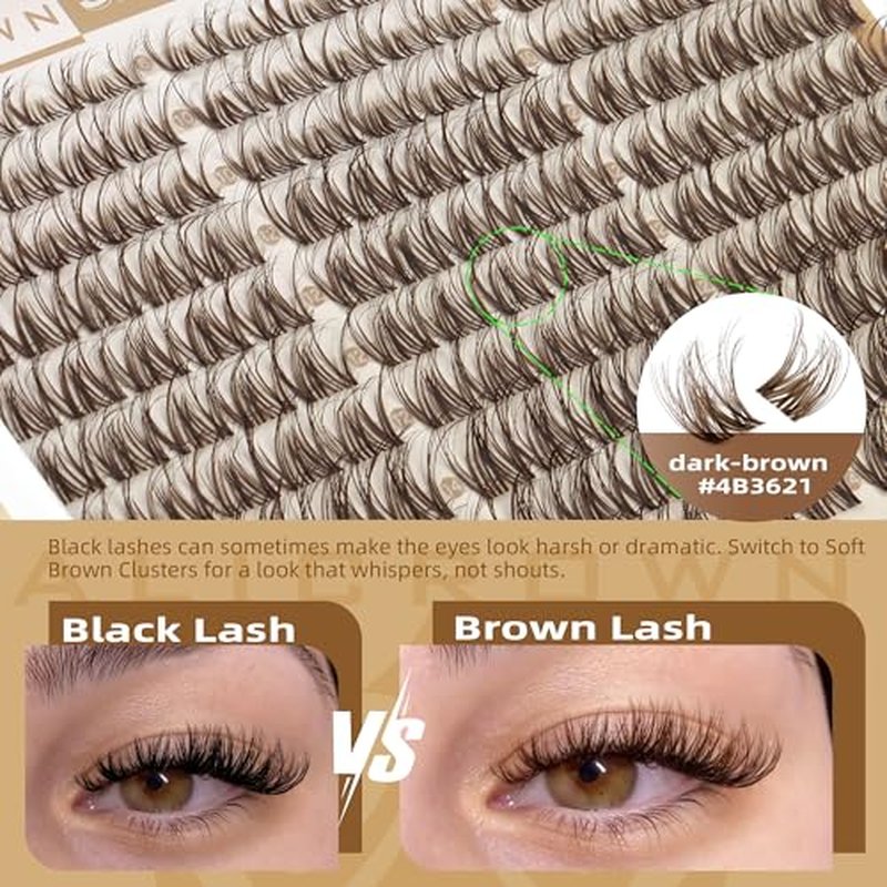 Brown Eyelash Clusters - Wispy Spider Style 150pcs D Curly 8-14MM