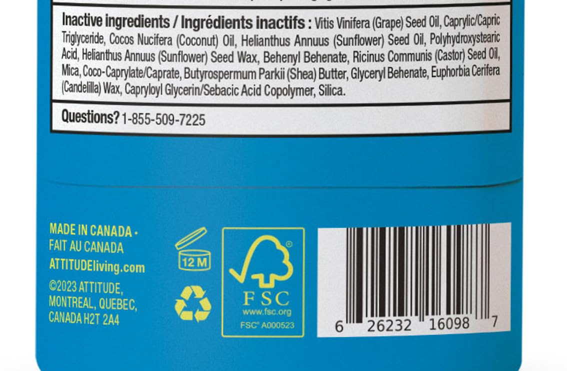 ATTITUDE Mineral Sunscreen Stick for Kids, SPF 30, EWG Verified, Plastic-Free, Broad Spectrum UVA/UVB Protection with Zinc Oxide, Dermatologically Tested, Vegan, Unscented, 2.1 Ounces