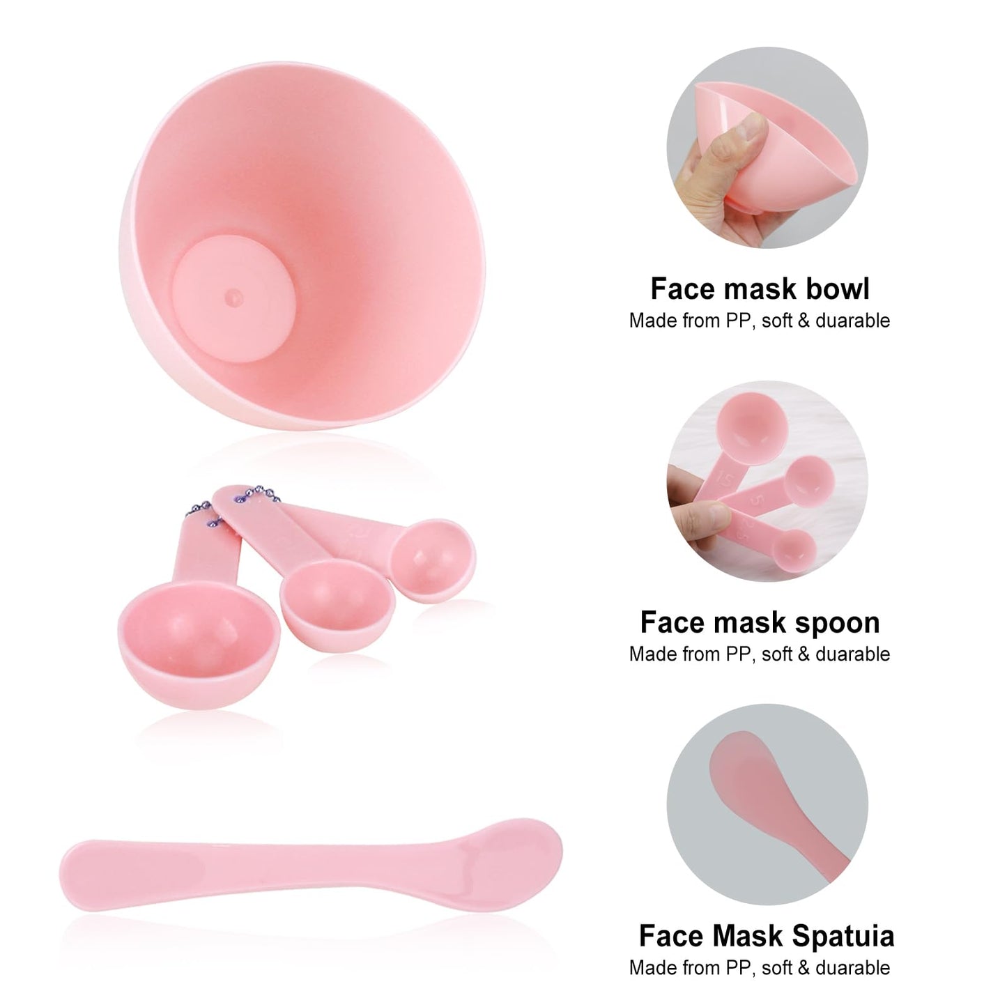 LazyGa Face MaskMixing Bowl Set - Beauty and Skin Care Set 7pcs,Natural Jade eye mask - and Silicone Mask Mixing Tools Kit for Mixing Clay Mask(Pink)