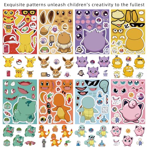 DIY Mix & Match Face Stickers - 24 Sheets Cartoon Animal