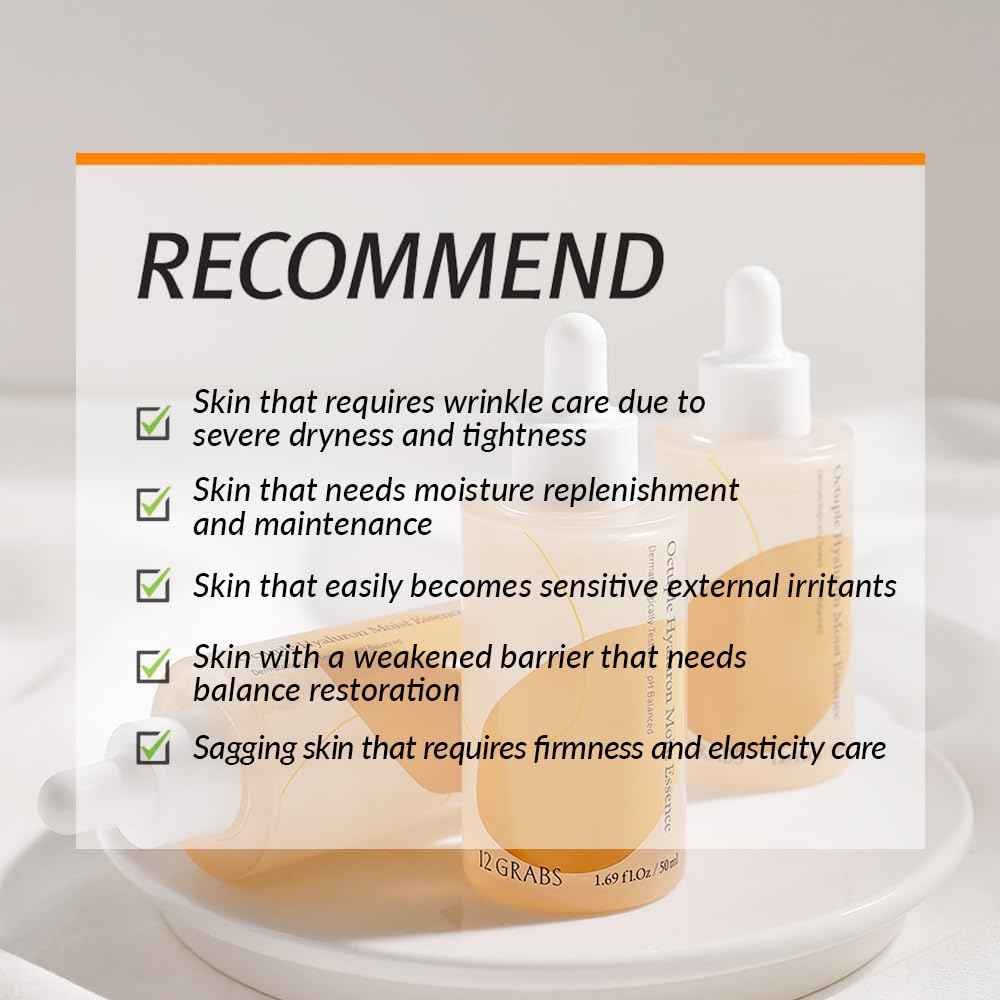 Shift4 Octuple Hyaluron Moist Essence 50ml ㅣ 8 Types of Hyaluronic Acid ㅣ Deep Hydration ㅣ Skin Barrier Support ㅣ Dermatologically Tested ㅣ Soothing Face Serum for Sensitive and Dry Skin