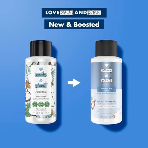 Love Beauty and Planet Weightless Volume Conditioner with Hylauronic acid Coconut Water & Mimosa Flower for Thin and Fine Hair Care 13.5 oz (Pack of 2)