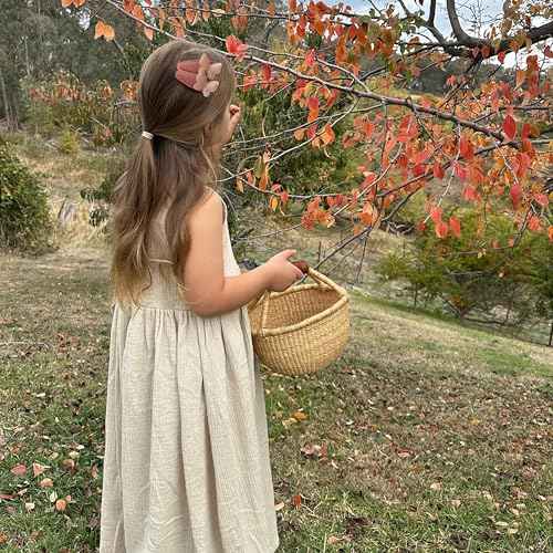 Fancy Clouds 20 Pack Baby Hair Clips for Girls Toddler,Neutral Fabric Snap Clips Pins With Embroidery Daisy Flower Butterfly,Handmade Hair Accessories Barrettes for School Age Kids Children Gifts