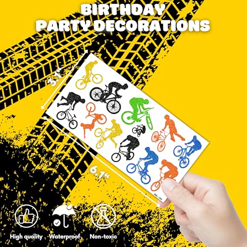 96PCS Cool Bike Bicycle Temporary Tattoos Birthday Party Decorations Favors Supplies Decor Extreme Mountain Dirt Biking BMX Sports Stickers Gifts For Kids Adults Boys Girls School Prizes Carnival