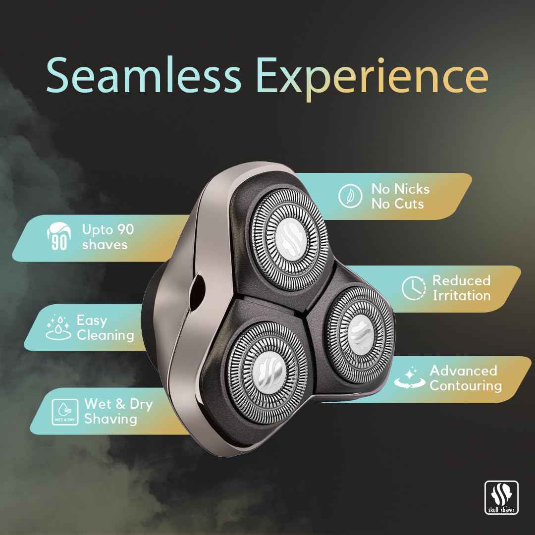 Skull Shaver Carver PRO 3 Head Replacement Blade - Hypoallergenic Stainless Steel - Fast Precision Shaving - Contour Flex Design - Easy to Clean