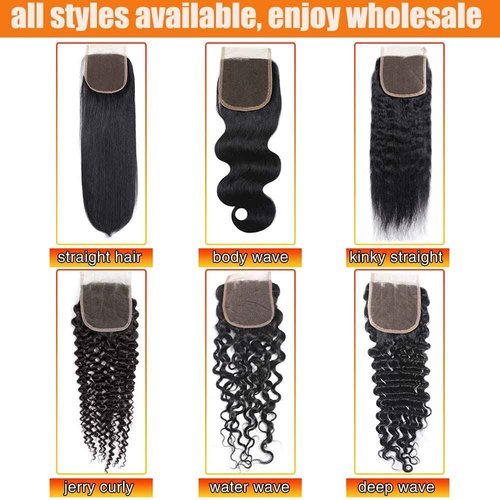 Brazilian Virgin Human Hair Deep Wave Lace Closure 4x4 Free Part 100% Unprocessed Deep Curly Transparent Lace Closure Natural Black color (14Inch)