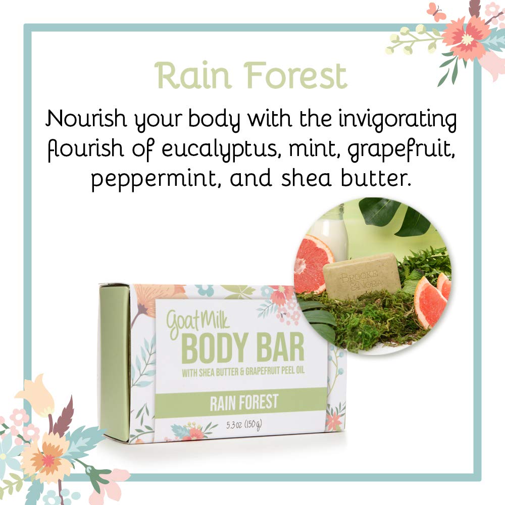 B&N All Natural Brooke & Nora at Home Goat Milk Moisturizing Body Bar, Rainforest