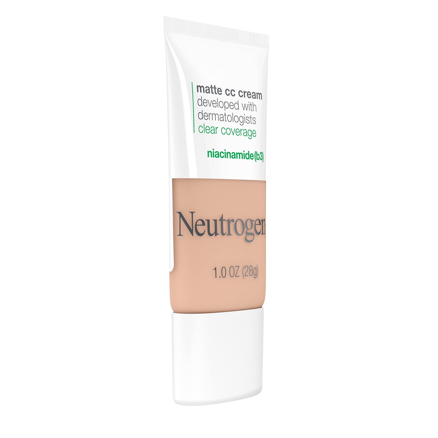 Neutrogena Clear Coverage Flawless Matte CC Cream, Full-Coverage Color Correcting Cream Face Makeup with Niacinamide (b3), Hypoallergenic, Oil Free & Fragrance Free, Barley Beige, 1 oz