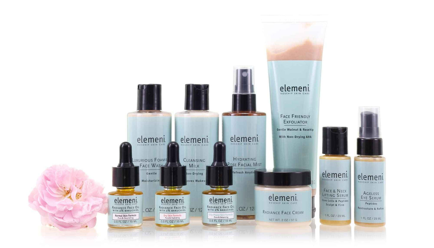 elemeni Radiance Face Oil Dry Complexion, 0.5 fl oz, Rosehip Seed Oil Refines Fine Lines & Wrinkles, Natural Source Retinoic Acid, Absorbs Easily, Bulgarian Rose & Neroli, Organic, Anti-Aging, Vegan