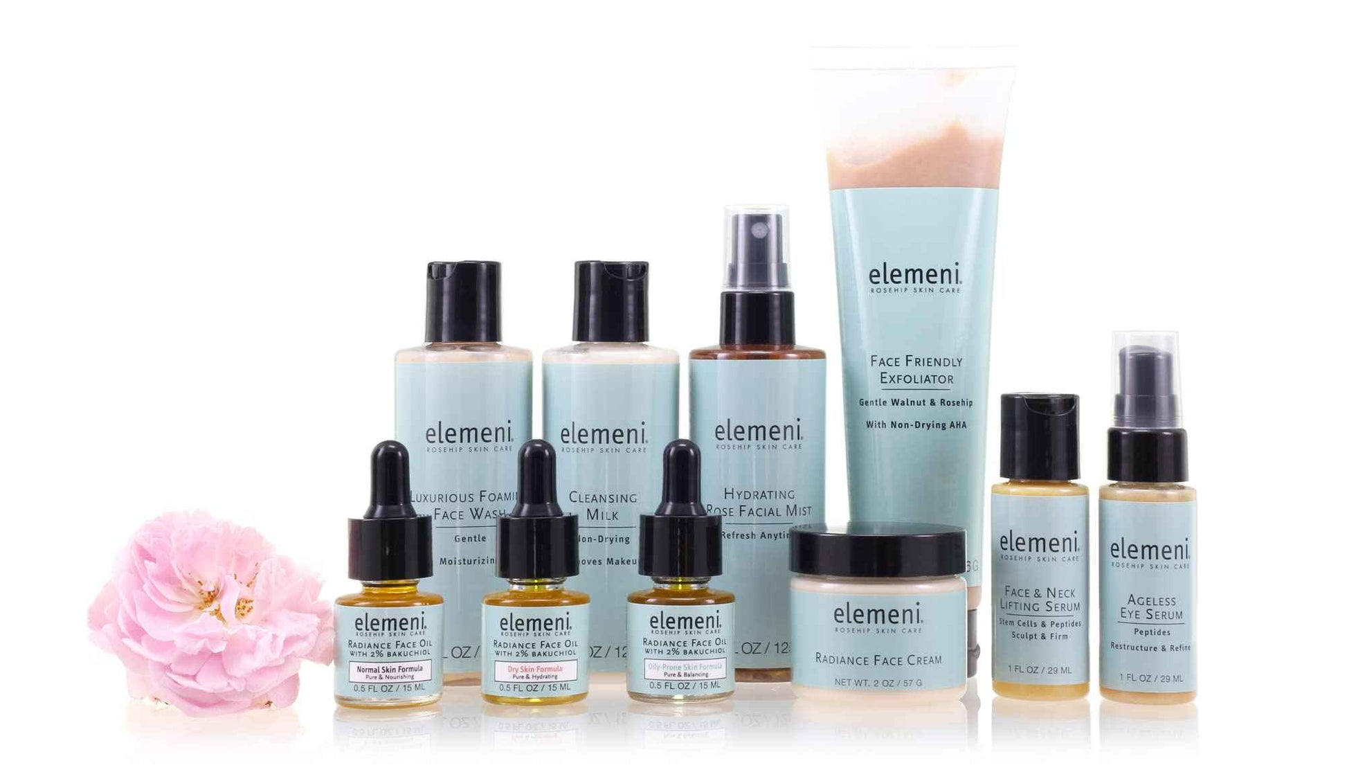 elemeni Radiance Face Oil Dry Complexion, 0.5 fl oz, Rosehip Seed Oil Refines Fine Lines & Wrinkles, Natural Source Retinoic Acid, Absorbs Easily, Bulgarian Rose & Neroli, Organic, Anti-Aging, Vegan