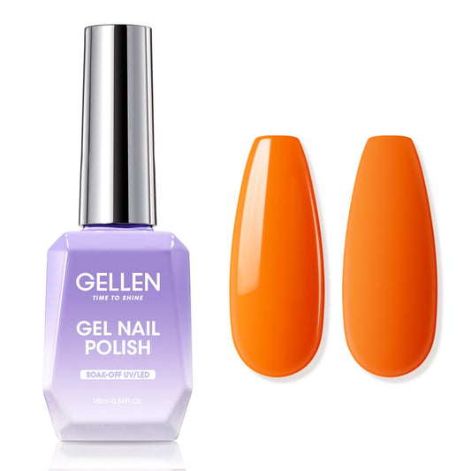 Gellen Gel Nail Polish, 18ml Orange Gel Polish Spring Summer Bright Orange Nail Polish Gel Soak Off UV LED Gel Nail Art DIY Gel Nail Manicure for Girls Women Holiday Gifts