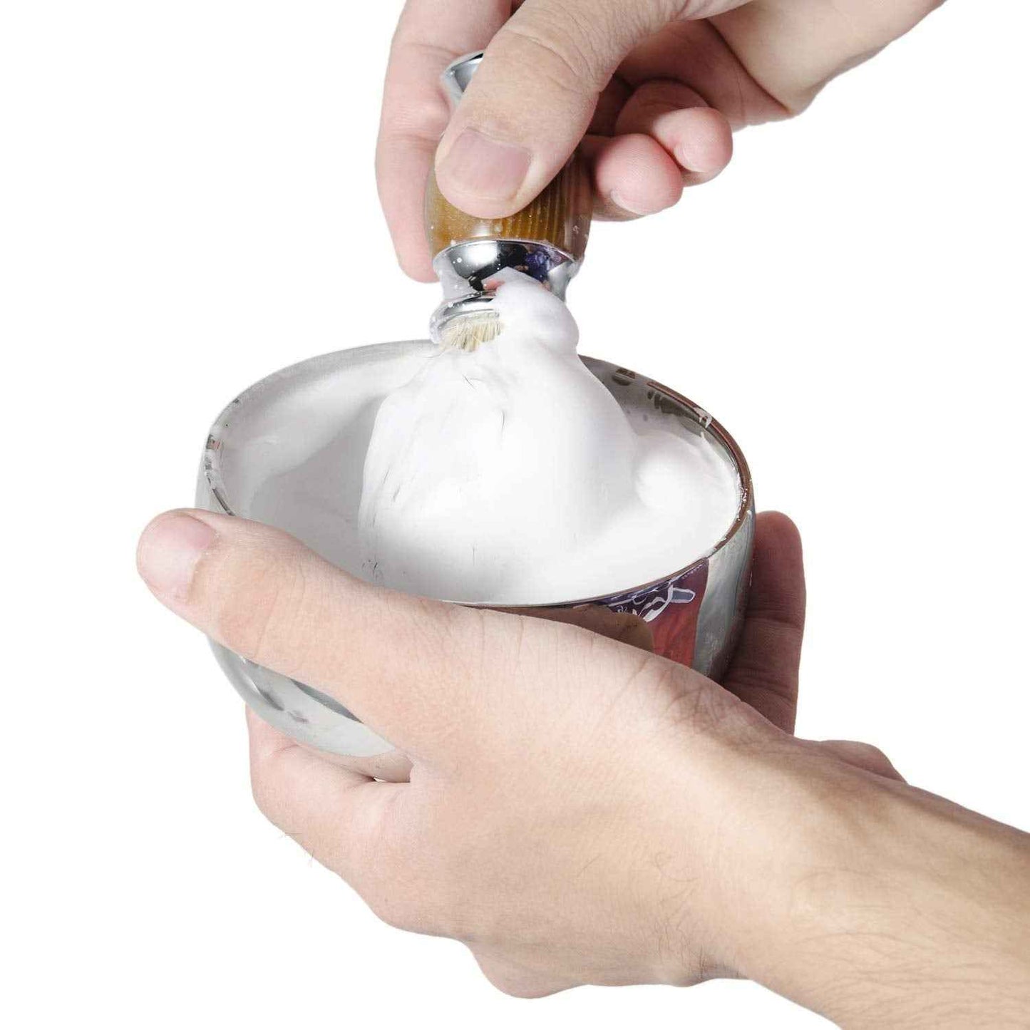 Grandslam Shaving Brush Kit,Pure Badger Hair Shaving Brush,Stainless Steel Shaving Stand and Double Layers Shaving Bowl