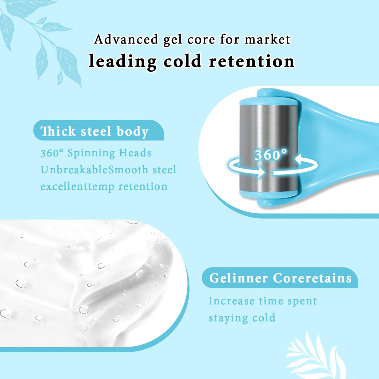 my novel things Ice Face Roller and Cold Eye Mask Compress for Eyes, Warm or Freezer Eye Mask Reusable for Puffiness Wrinkles, Lifting, Facial Lymphatic Drainage Massager SPA for Woman Man Gifting Set