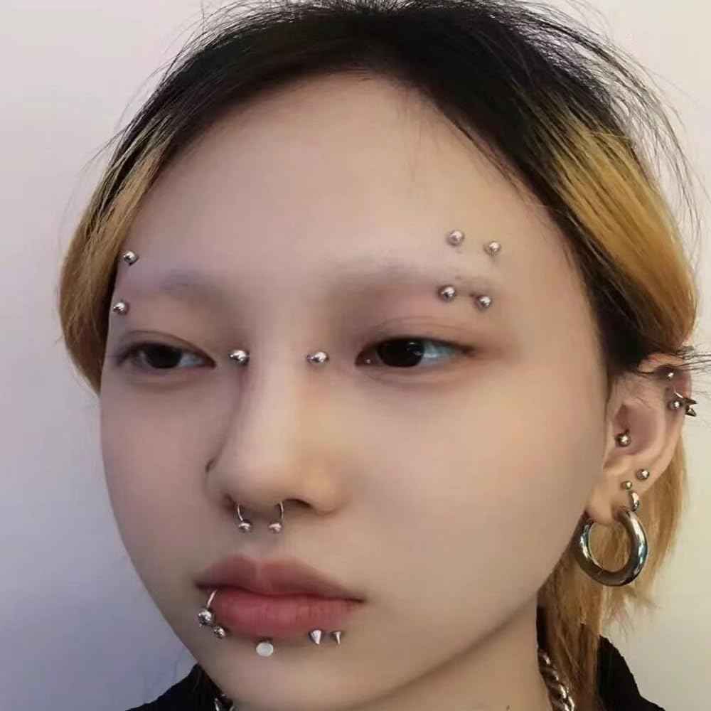 AM RONG MAGIC Professional Body Piercing Kit for Septum/Nose, Self Nose Piercing Gun ,Safe Piercing Gun Kits, Self Nose Piercing Needle Tool Kits Stainless Steel for Women Men ﻿ (white- septum piercing kit)