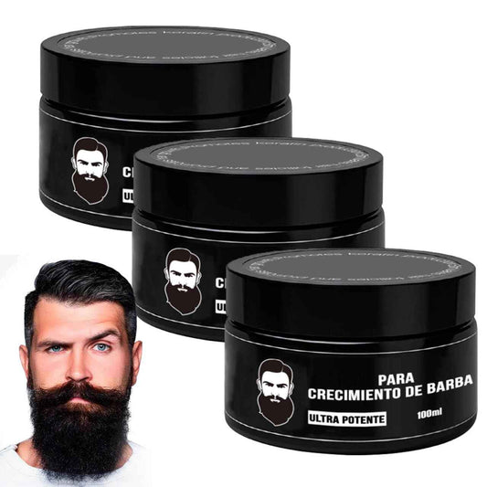 Estimulante Para Barba – Bálsamo de Crecimiento Ultra Potente, Barba Crema, Beard Growth Balm, Moisturizes & Strengthens Beard, 100 ml / 3.5 oz(3PC)