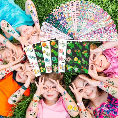96pc Wildflower Party Set – 72 Tattoos & 24 Slap Bracelets