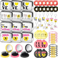 Meanplan 60 Pcs Softball Party Favors Softball Team Gifts for Players with 12 Set Bracelets Keychains Makeup Bag Mini Brush with Mirror Hair Scrunchies for Sport Party Supplies