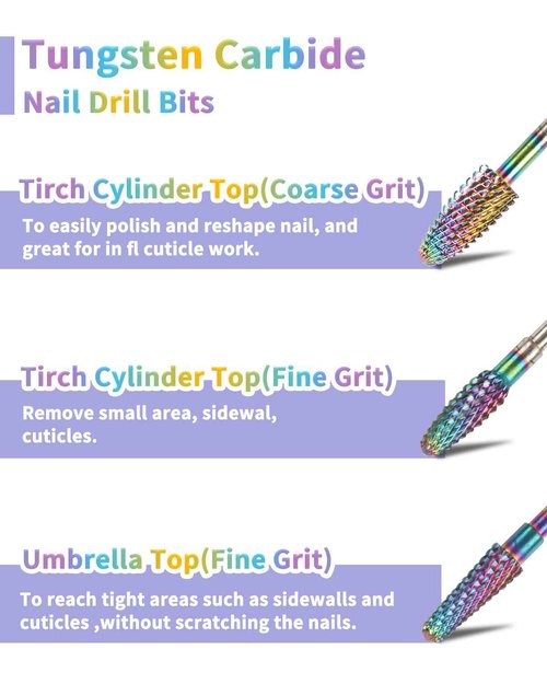 BQAN Nail Drill Bits, 17Pcs Tungsten Carbide Drill Bit Set, Professional 3/32'' Nail Bits For Nail Drill Efile, Acrylic Nails, Manicure Pedicure, Home Salon Nail Art Supplies