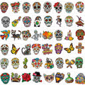 Day of the Dead Temporary Tattoos, 96pcs Sugar Skull Face Stickers