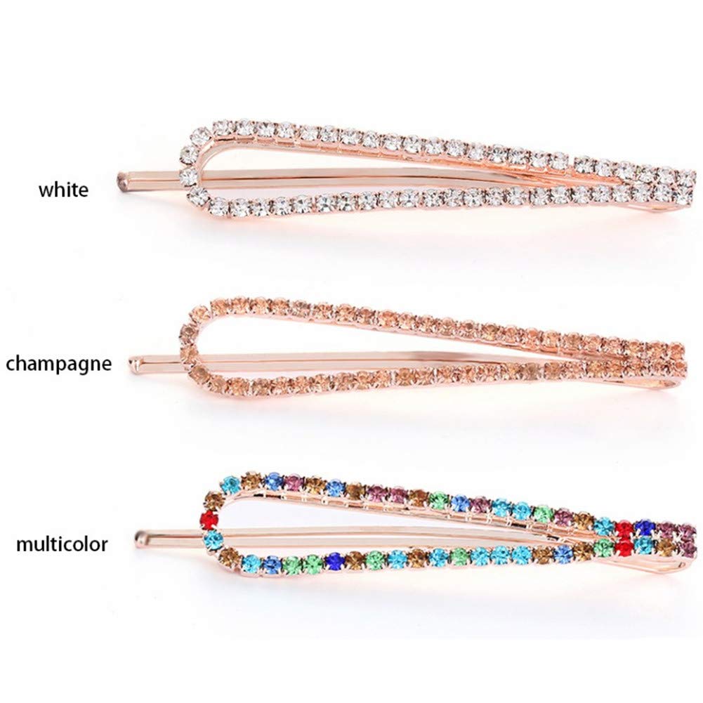 Bobby Hair Pins, Rhinestone Hair Barrettes Sparkly, Shiny, Brilliant Cut Diamond Shaped, Pretty Rhinestone Bobby Pins Hair Clips for Women Girls(8 pack)