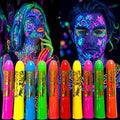 UV Neon Face Paint Sticks - 10 Glow Colors Rave Makeup