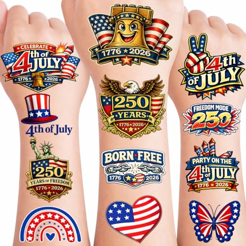 250th Anniversary Patriotic Temporary Tattoos - 60PCS