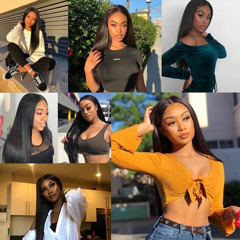 5x5 Lace Closure Human Hair Straight Closure Hd Transparent Lace Front Pre Plucked with Baby Hair Free Part 12A Virgin Human Hair Lace Frontal Natural Black Color 12inch