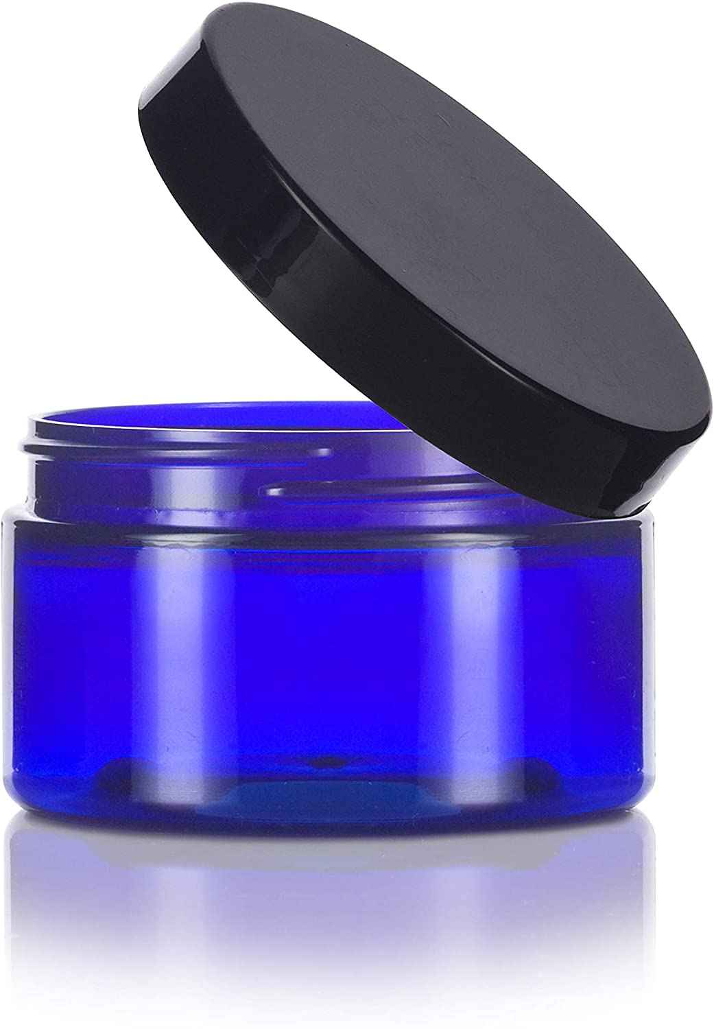 12 oz Cobalt Blue PET Plastic Refillable Low Profile Jar (6 pack)