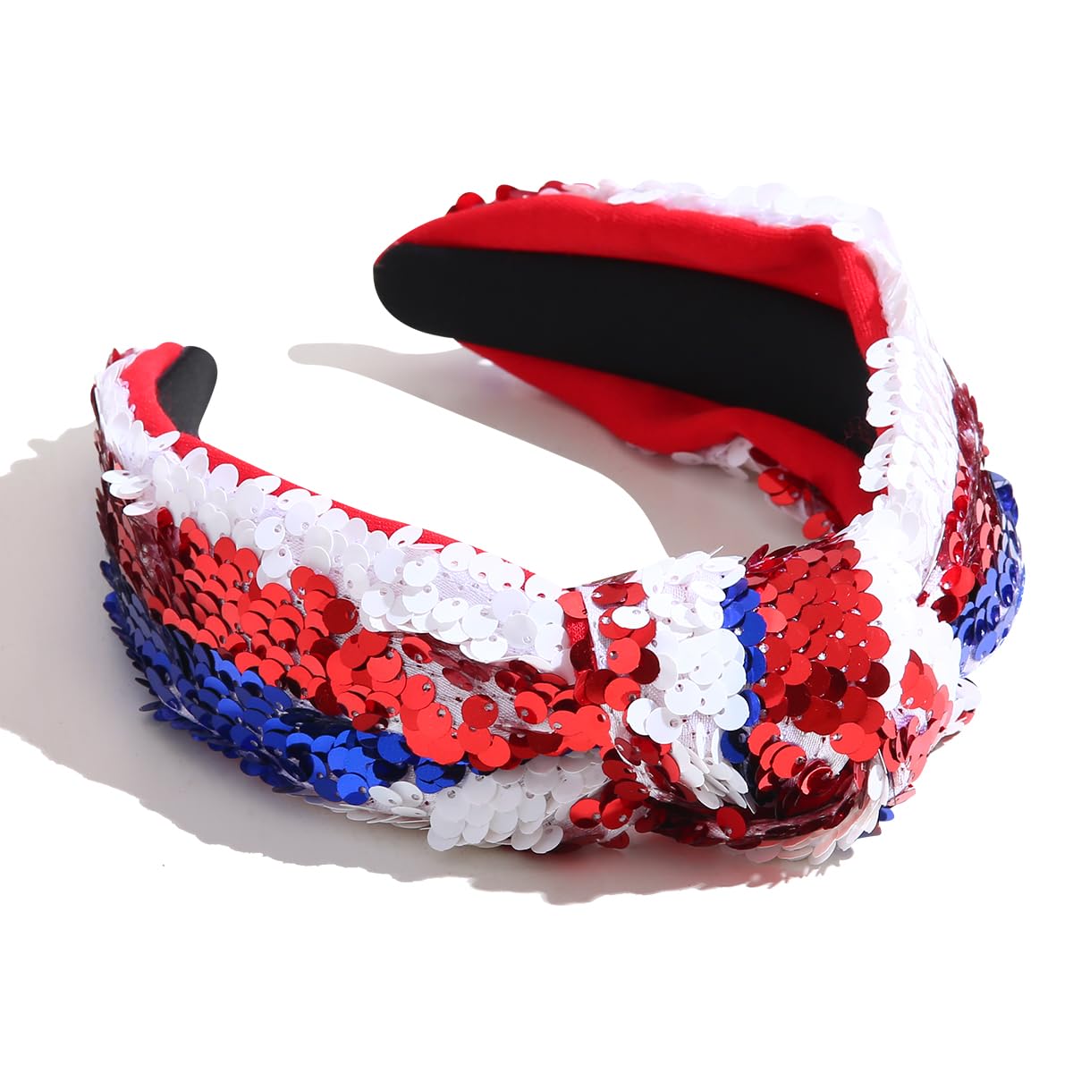 CULHEITE American Flag Headband Independence Day Glitter Sequin Headband Women Knotted Patriotic Hair Band Holiday Fashion Hair Accessories for Women Girls