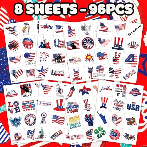 96pc Temporary Patriotic Tattoos – 4th of July Party Favors