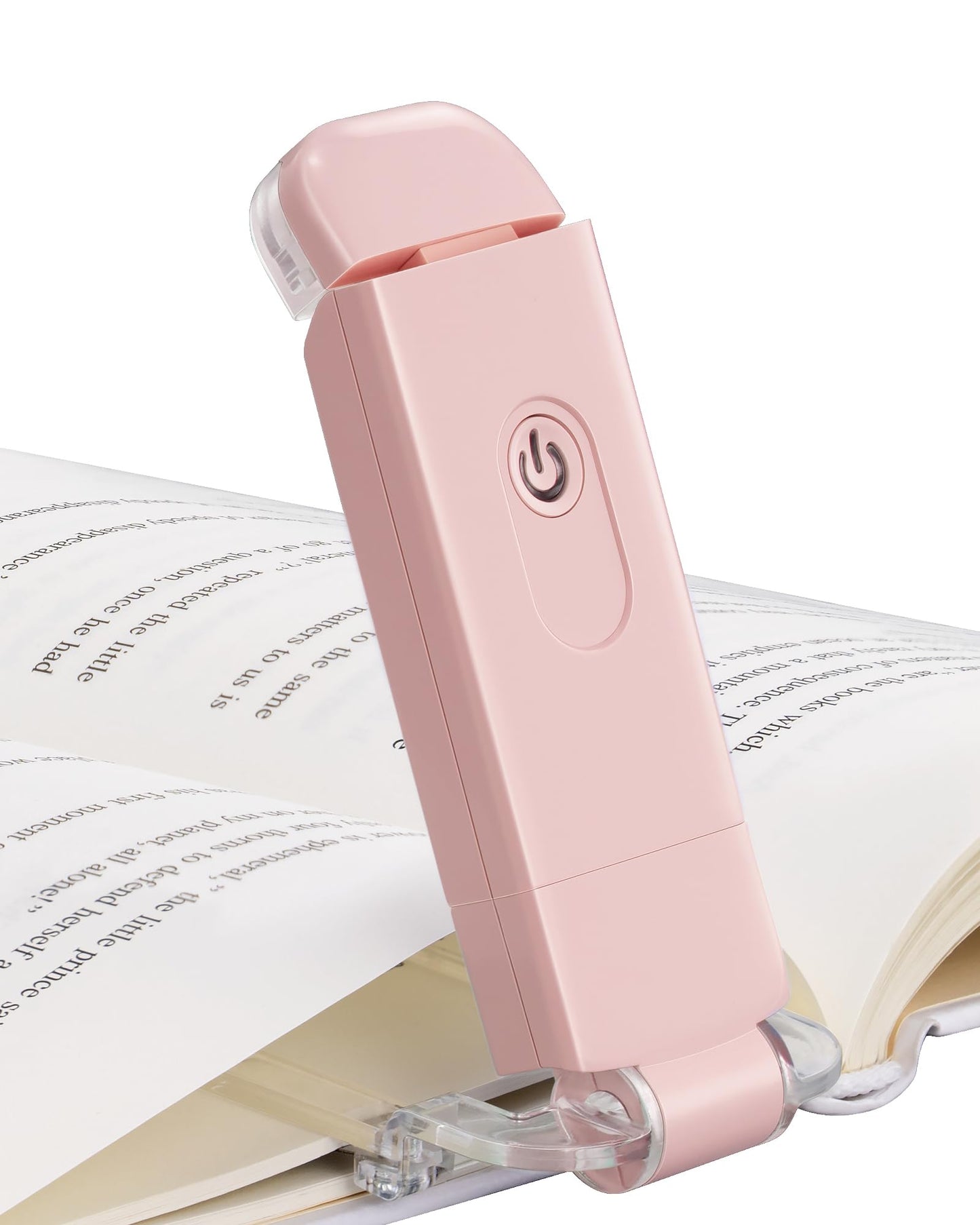 DEWENWILS USB Rechargeable Book Light, LED Clip on Reading Lights for Books in Bed at Night, Portable Bookmark Lamps, Warm White, Brightness Adjustable, Perfect for Bookworms, Kids (Light Pink)