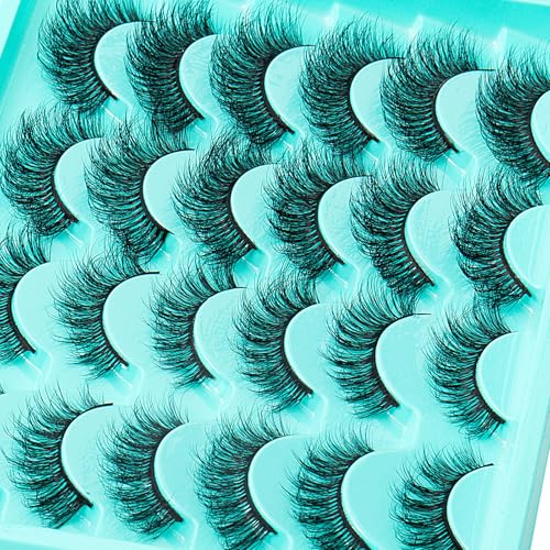False Eyelashes Natural Lashes Wispy Lashes Strip Eyelashes Lash Extension Cat Eye Wispy Lashes?Easy Apply Cluster Lashes for Fluffy, Natural Look, 12 Pairs