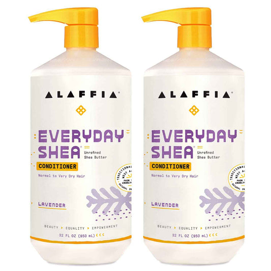 Alaffia EveryDay Shea Conditioner, Moisturizes, Restores and Protects, Made with Fair Trade Shea Butter, Cruelty Free, No Parabens, Vegan, Lavender, 2 Pack, 32 Fl Oz Ea