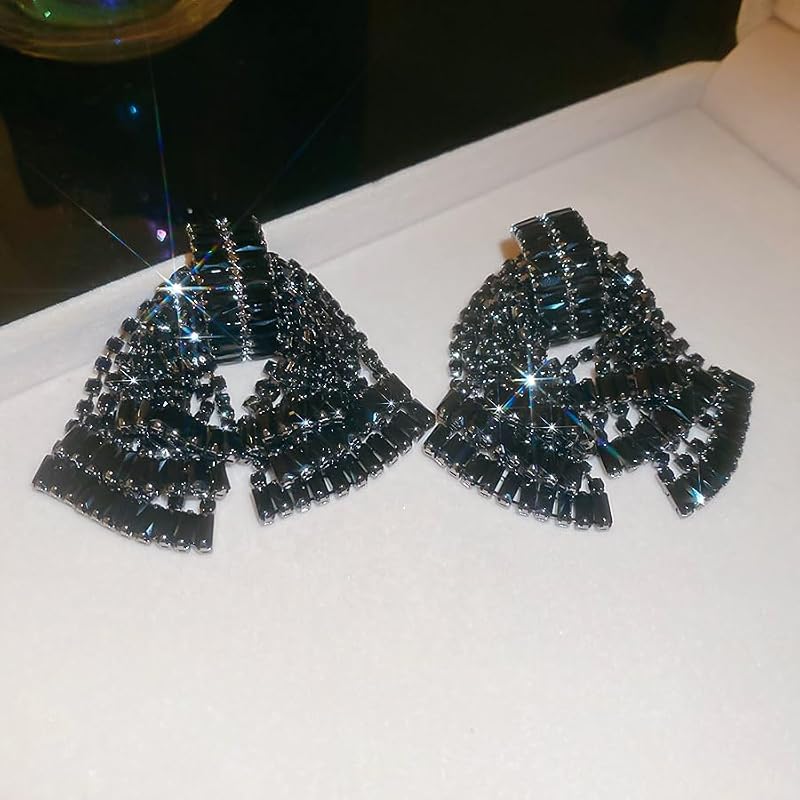 Silver Rhinestone Bow Chandelier Earrings for Women
