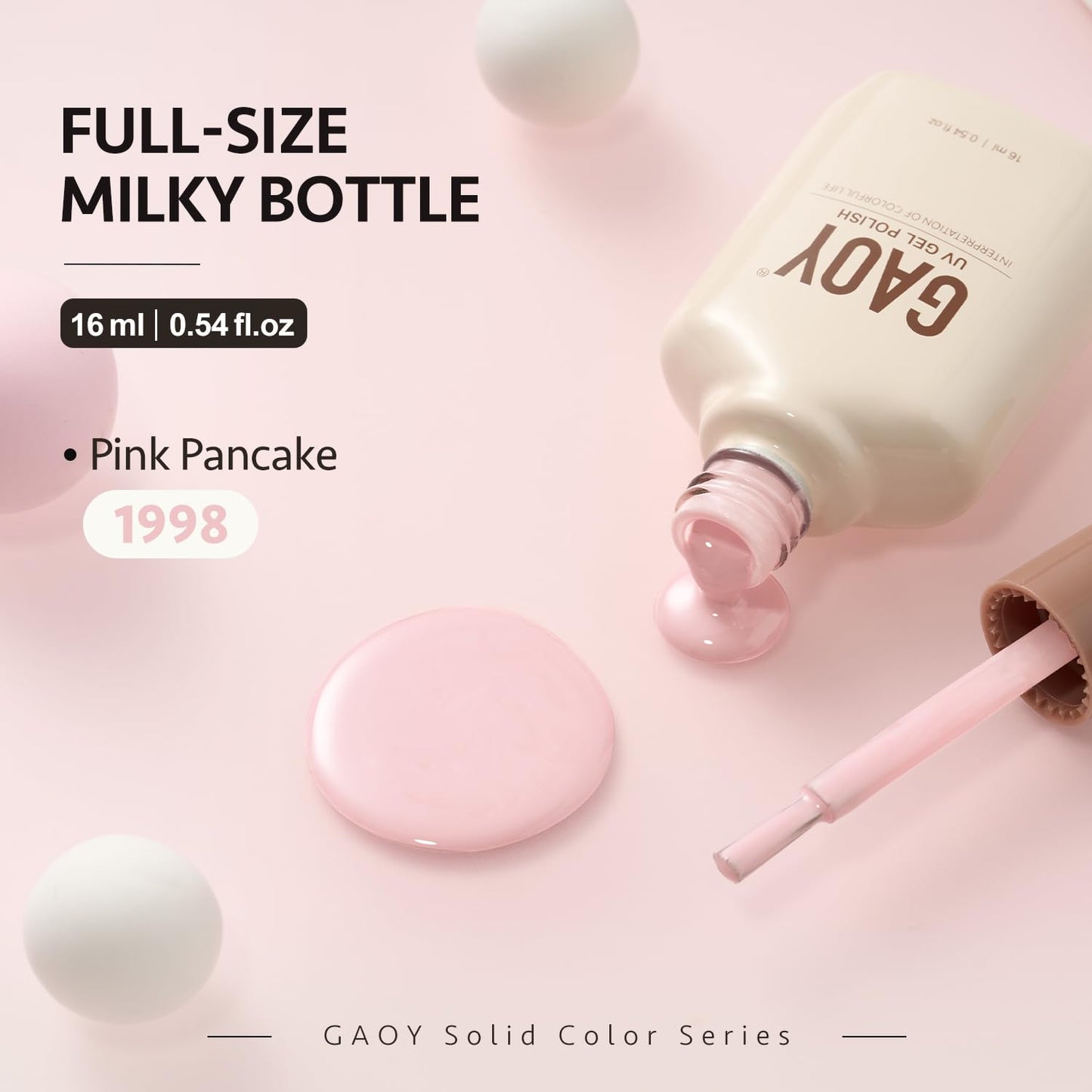 GAOY Pastel Pink Gel Nail Polish, 16ml Soak Off Gel Polish, UV Light Cure for Nail Art DIY Manicure at Home, 1998 Pink Pancake