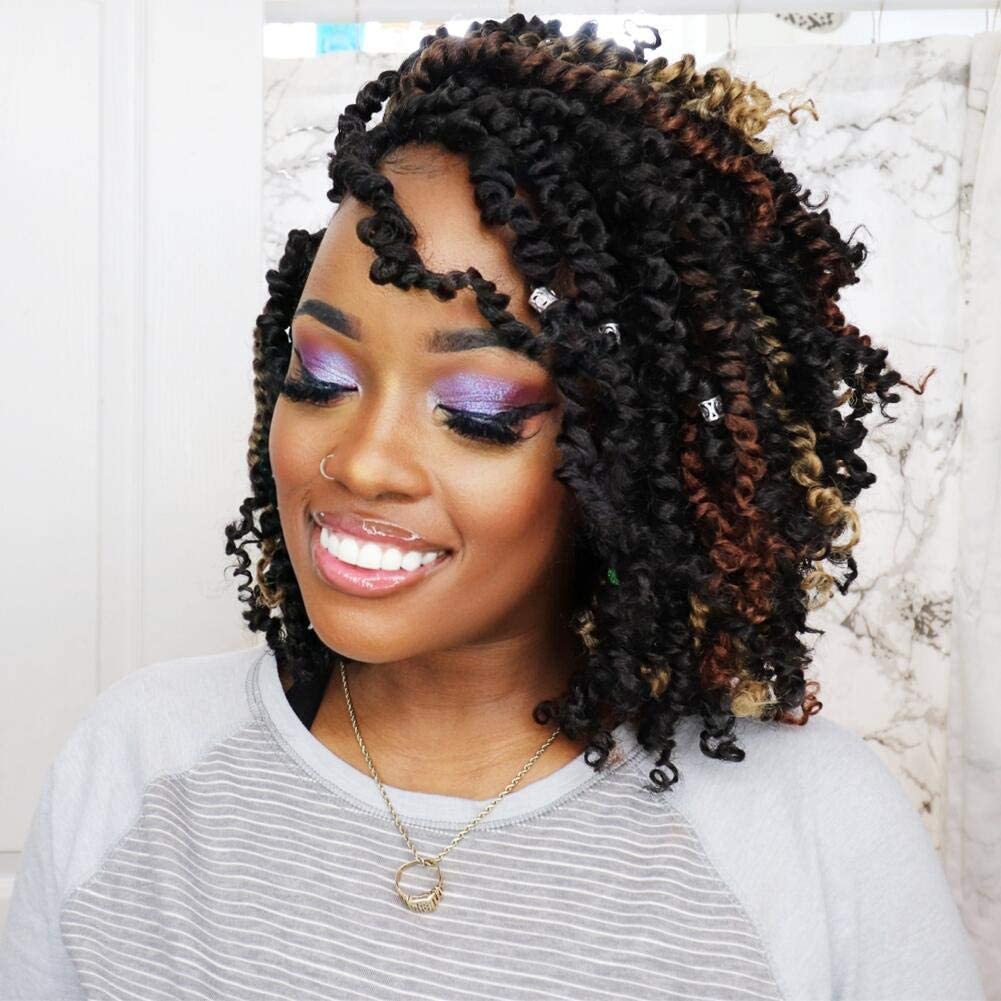 ToyoTress Tiana Passion Twist Hair - 6 Inch Combo Packs(1B-6P+T27-1P-T30-1P) Passion Twist Crochet Hair Pre-Looped Pre-Twisted Synthetic Braiding Hair Extension (6 Inch, 1B+T27+T30-8P)