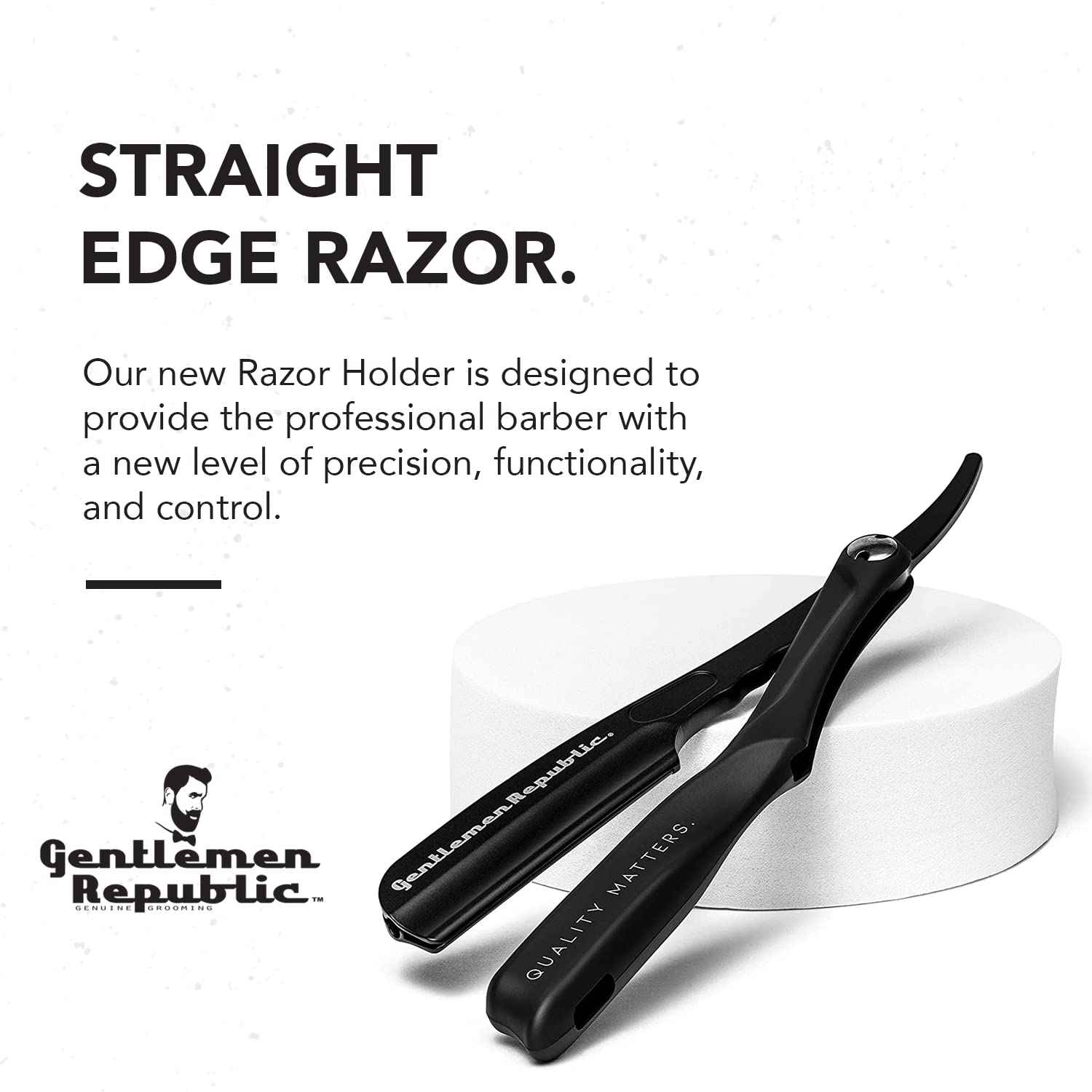 Gentlemen Republic Straight Edge Razor Holder: Premium Black Safety Razor Holder for Professional Barbers and Everyday Home Grooming - Achieve the Shave with Confidence