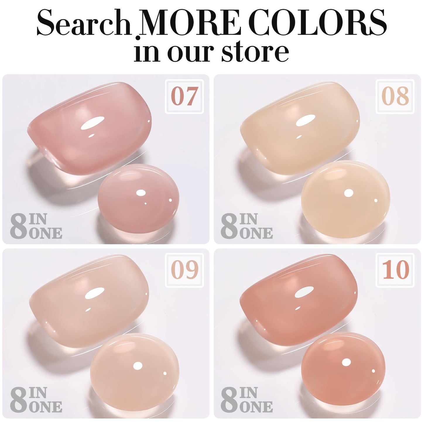 Double Rhythm Clear Gel Nail Polish 15ml Nail Strengthener Builder in a Bottle Nail Extension Hard Gel Soak Off Long Lasting UV Gel (Silk Nude 8 in 1-7)