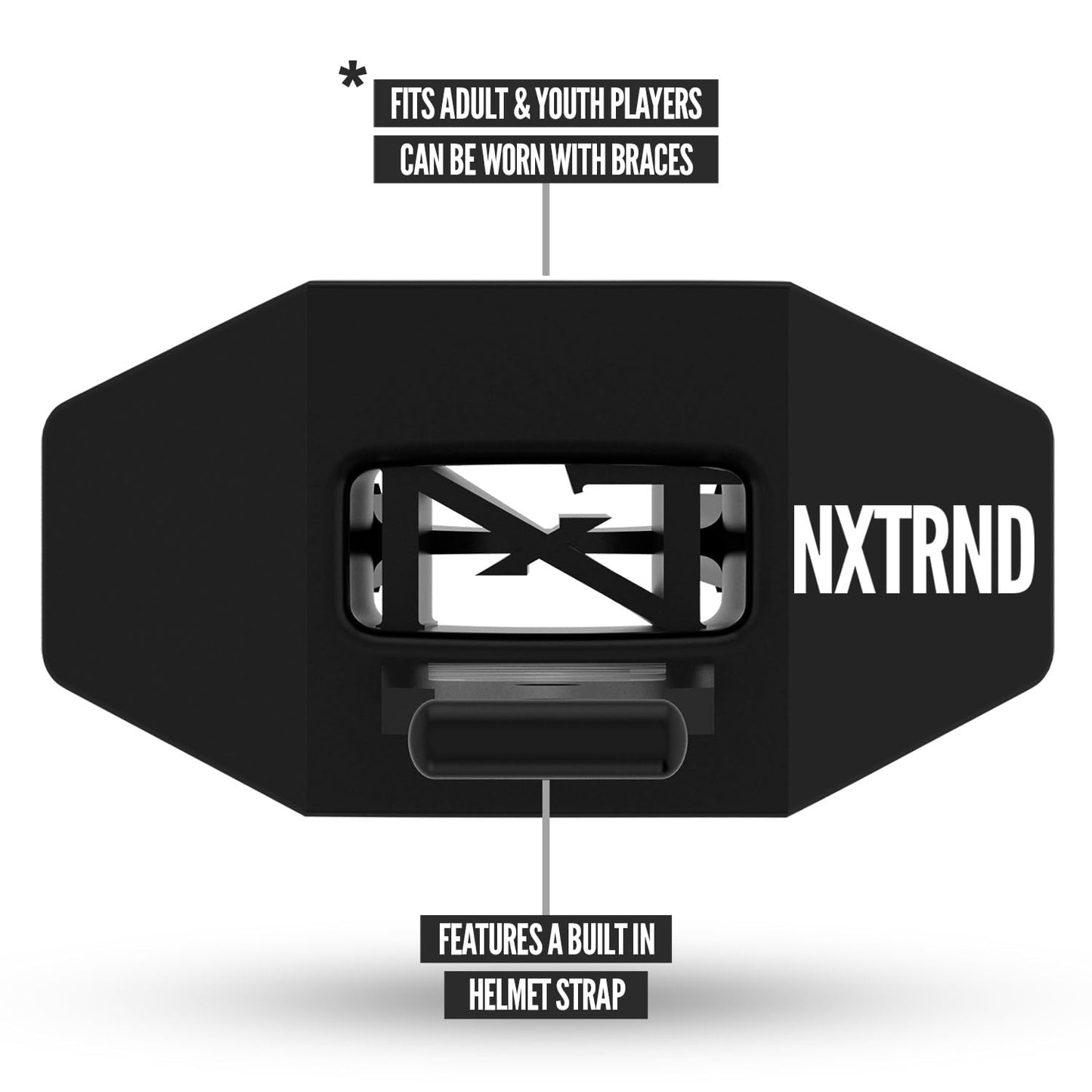 Nxtrnd Two Football Mouth Guard, Football Mouthpiece with Strap, Fits Adult & Youth (Black)