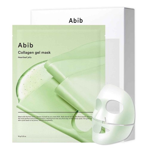 Abib Collagen Gel Mask Heartleaf Jelly 10 Sheets (Soothing) I Korean Vegan Collagen, Cooling Calming Hyaluronic Acid Hydrogel Face Mask Skin Care