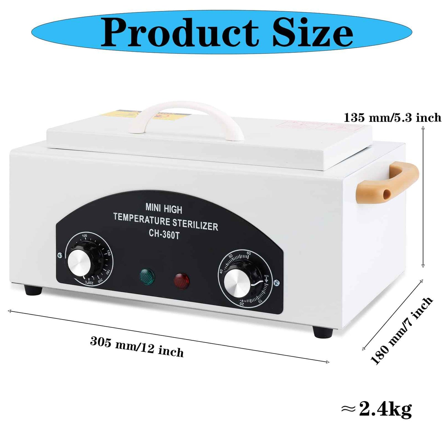 WINB High Temperature Sterilizer Autoclave Machine, Mini High Temperature Autoclave Machine with Timer 110V 300W, 1.5L Capacity, for Dental Tools, Nail Salon & Barber Equipment with Handle