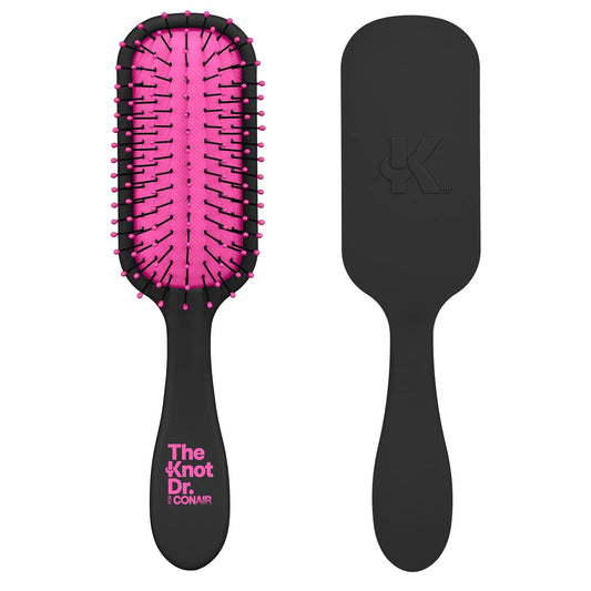 The Knot Dr. hair brush by Conair - Detangling hair brush - Travel Brush - wet brush - Removes Knots and Tangles in wet or dry hair- Pink