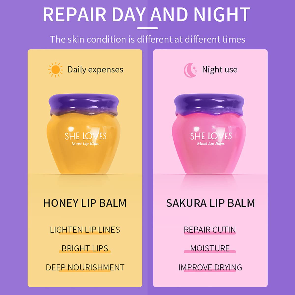 Honey Lip Mask with Stick, Day & Night Repair Deep Moisture and Fade Lip Lines, Vitamin E & Beeswax Essence Natural Lip Enhancer Care Sleeping Lip Mask (Honey for Day Use)