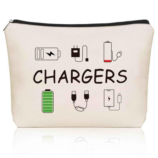 Girlly Charger Makeup Bag: Charging Cord Electronics Accessories Themed Cosmetic & Toiletry Organizer Pouch For Teen Girls & Women.Ideal Gift For Travel, Birthdays, & Christmas.