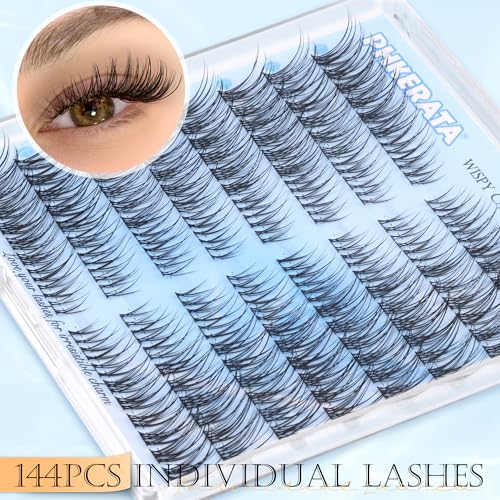 Natural Wispy Lash Clusters - 144 pcs Cat Eye Eyelash Extensions 7-15mm