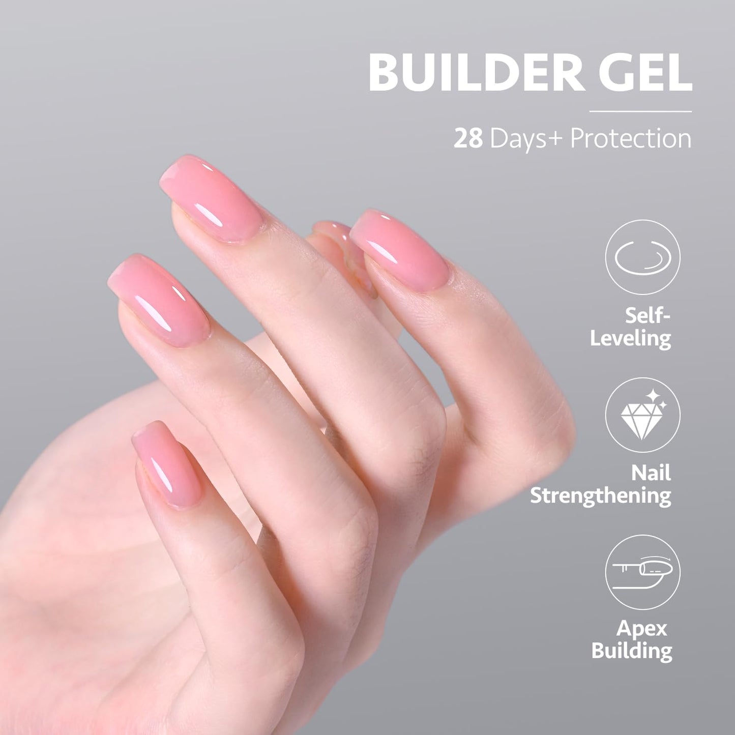 GAOY Builder Gel for Nails, 16ml Pink Nail Strengthener in a Bottle, Nail Extension Hard Gel, Soak Off Long Lasting UV Gel, 1727 First Love