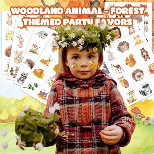 96PCS Woodland Animal Temporary Tattoos for Kids & Adults